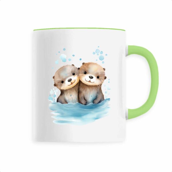 Ceramic mug with Cute Otters Splashing in Water