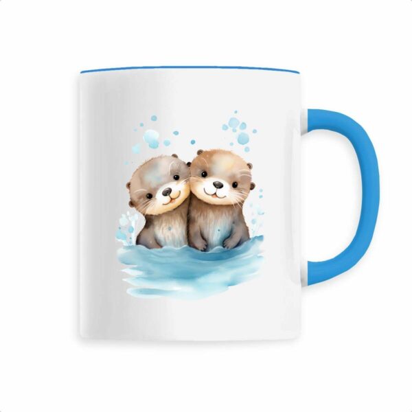 Ceramic mug with Cute Otters Splashing in Water