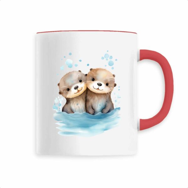 Ceramic mug with Cute Otters Splashing in Water