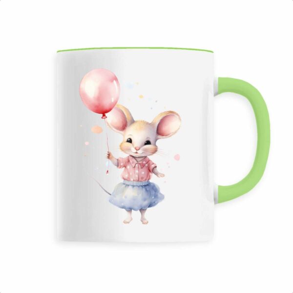 Keramik-Becher mit handgemaltem Mausmädchen