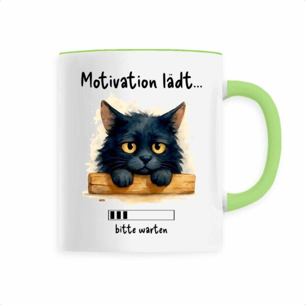 Keramik-Becher mit handgemaltem müde Katze Motiv