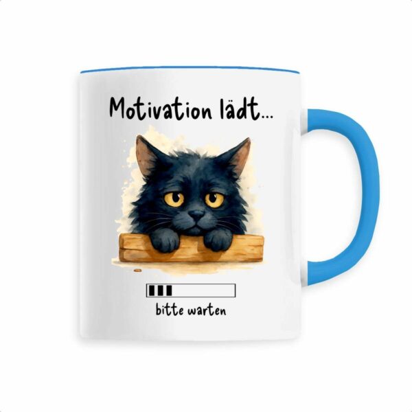 Keramik-Becher mit handgemaltem müde Katze Motiv