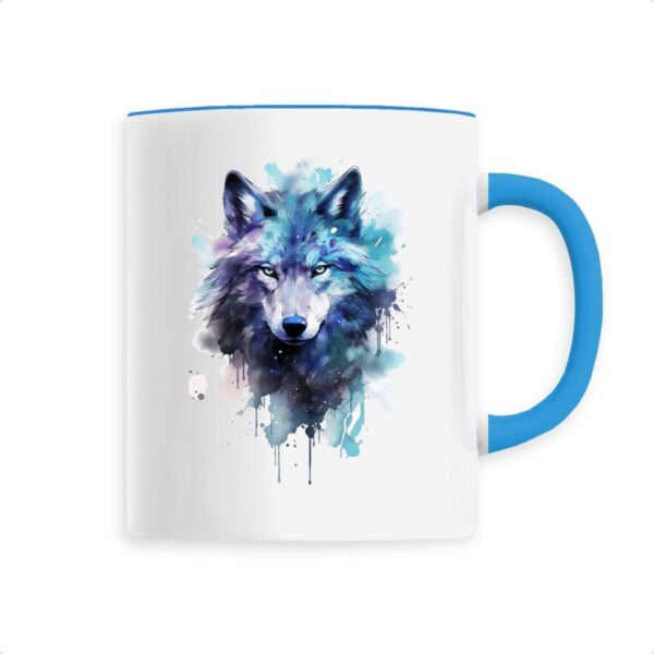 Keramik-Becher mit handgemaltem mystischen Wolf