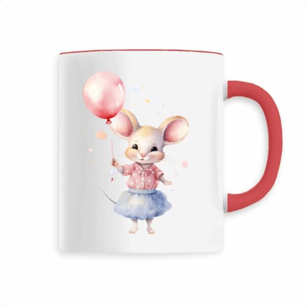 Keramik-Becher mit handgemaltem Mausmädchen