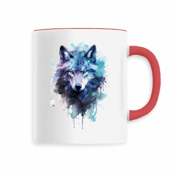 Keramik-Becher mit handgemaltem mystischen Wolf