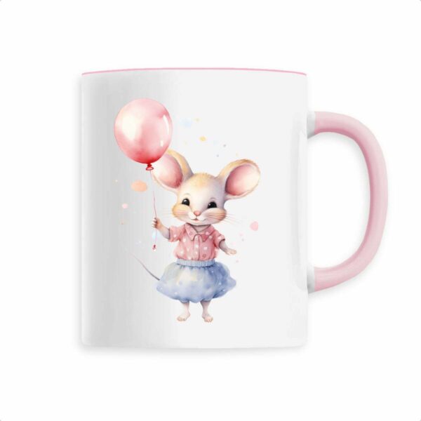 Keramik-Becher mit handgemaltem Mausmädchen