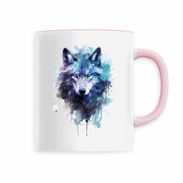 Keramik-Becher mit handgemaltem mystischen Wolf