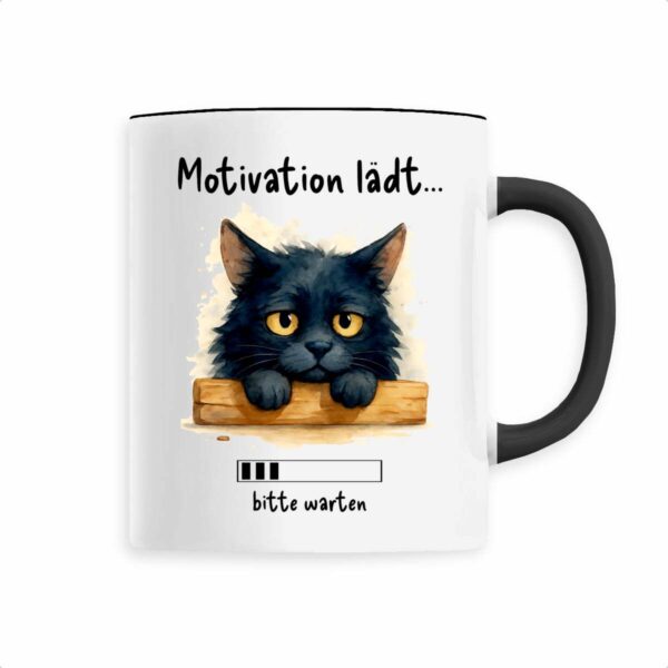 Keramik-Becher mit handgemaltem müde Katze Motiv