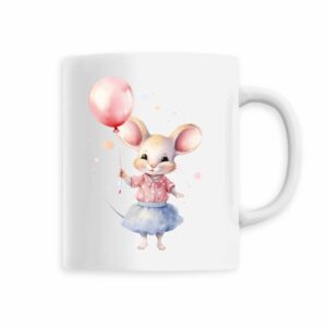 Keramik-Becher mit handgemaltem Mausmädchen