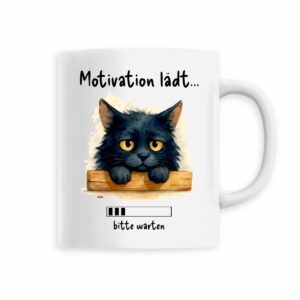 Keramik-Becher mit handgemaltem müde Katze Motiv