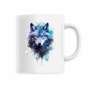 Keramik-Becher mit handgemaltem mystischen Wolf