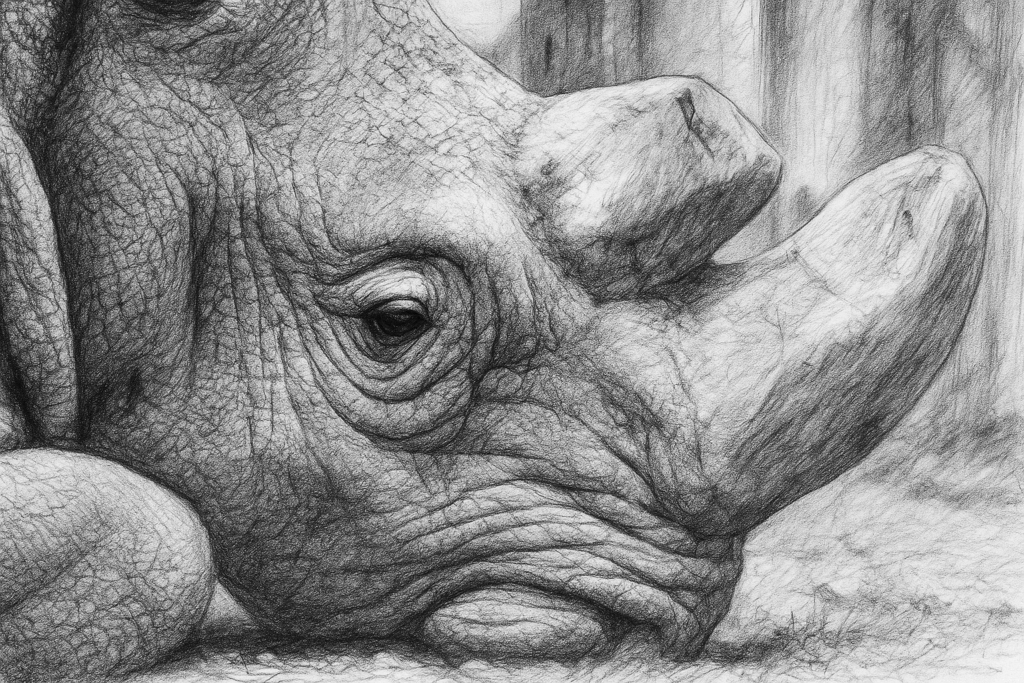 Bleistiftzeichnung Breitmaulnashorn Sudan