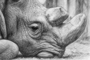 Bleistiftzeichnung Breitmaulnashorn Sudan